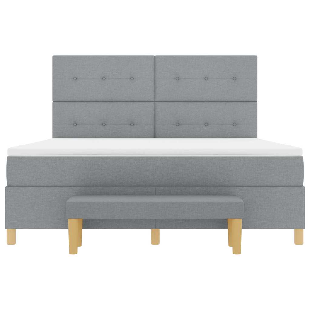 Boxspringbett mit Kopfteil Hellgrau 200 x 180 cm Stoff