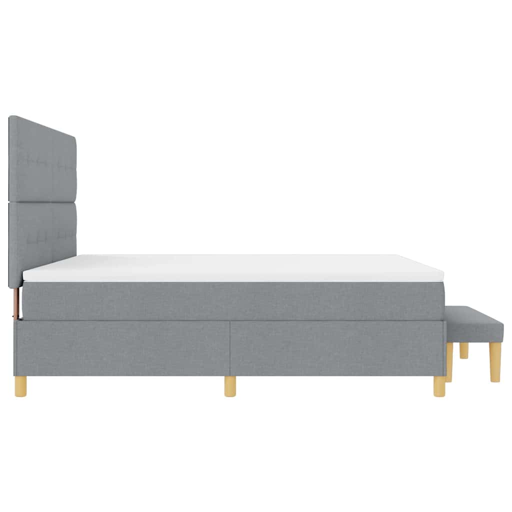 Boxspringbett mit Kopfteil Hellgrau 200 x 180 cm Stoff