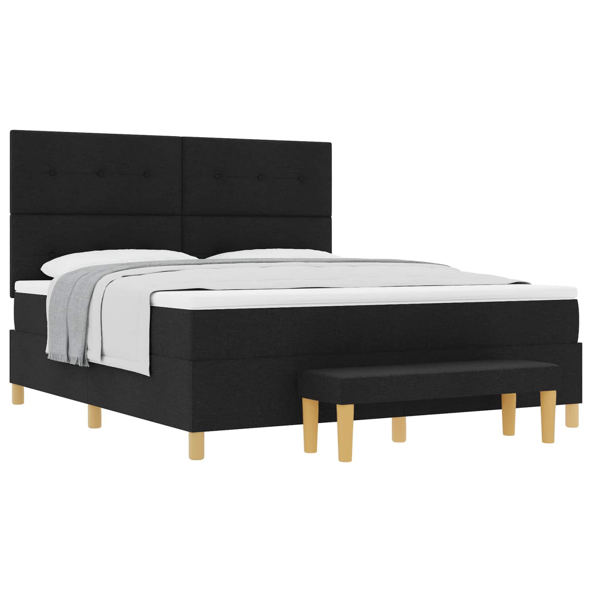 Boxspringbett mit Kopfteil Schwarz 200 x 180 cm Stoff