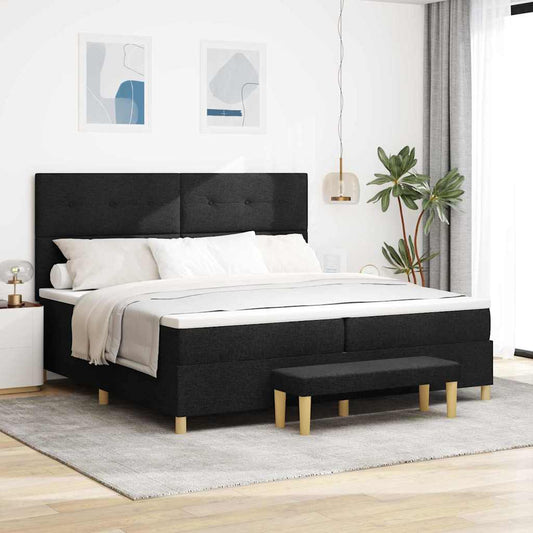 Boxspringbett mit Matratze Schwarz 200 x 200 cm Stoff