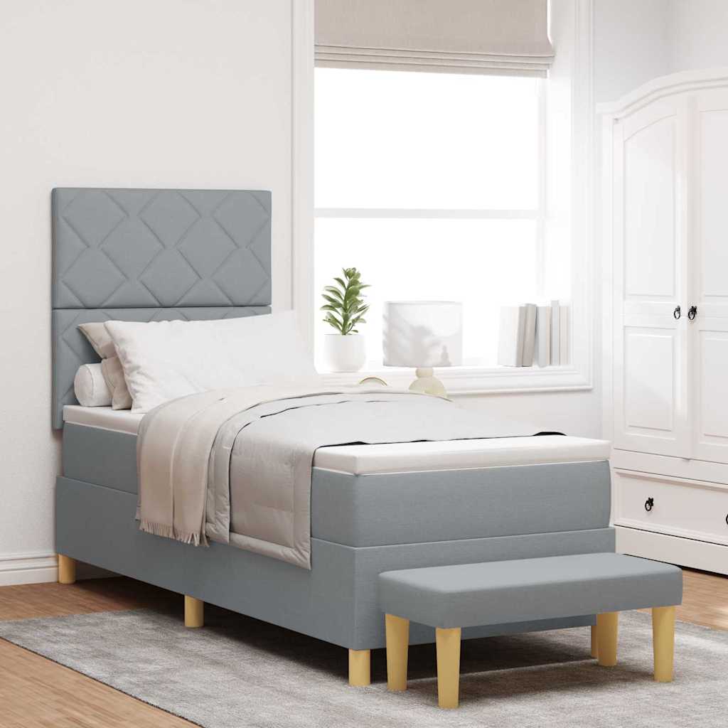Boxspringbett mit Kopfteil Hellgrau 200 x 80 cm Stoff
