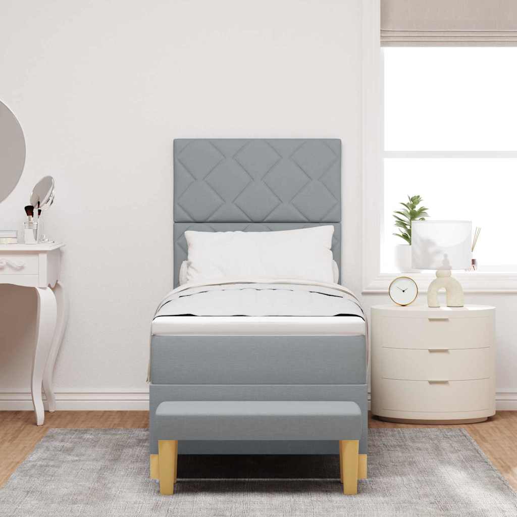 Boxspringbett mit Kopfteil Hellgrau 200 x 80 cm Stoff