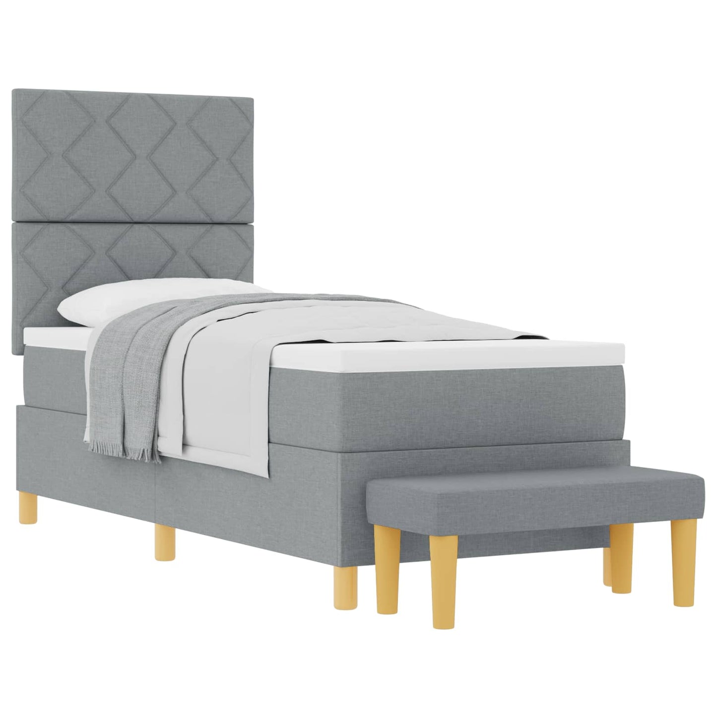 Boxspringbett mit Kopfteil Hellgrau 200 x 80 cm Stoff