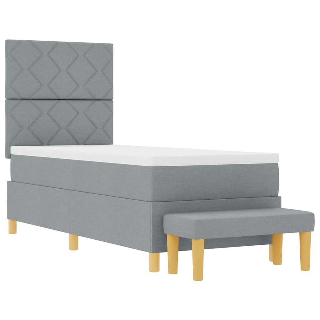 Boxspringbett mit Kopfteil Hellgrau 200 x 80 cm Stoff