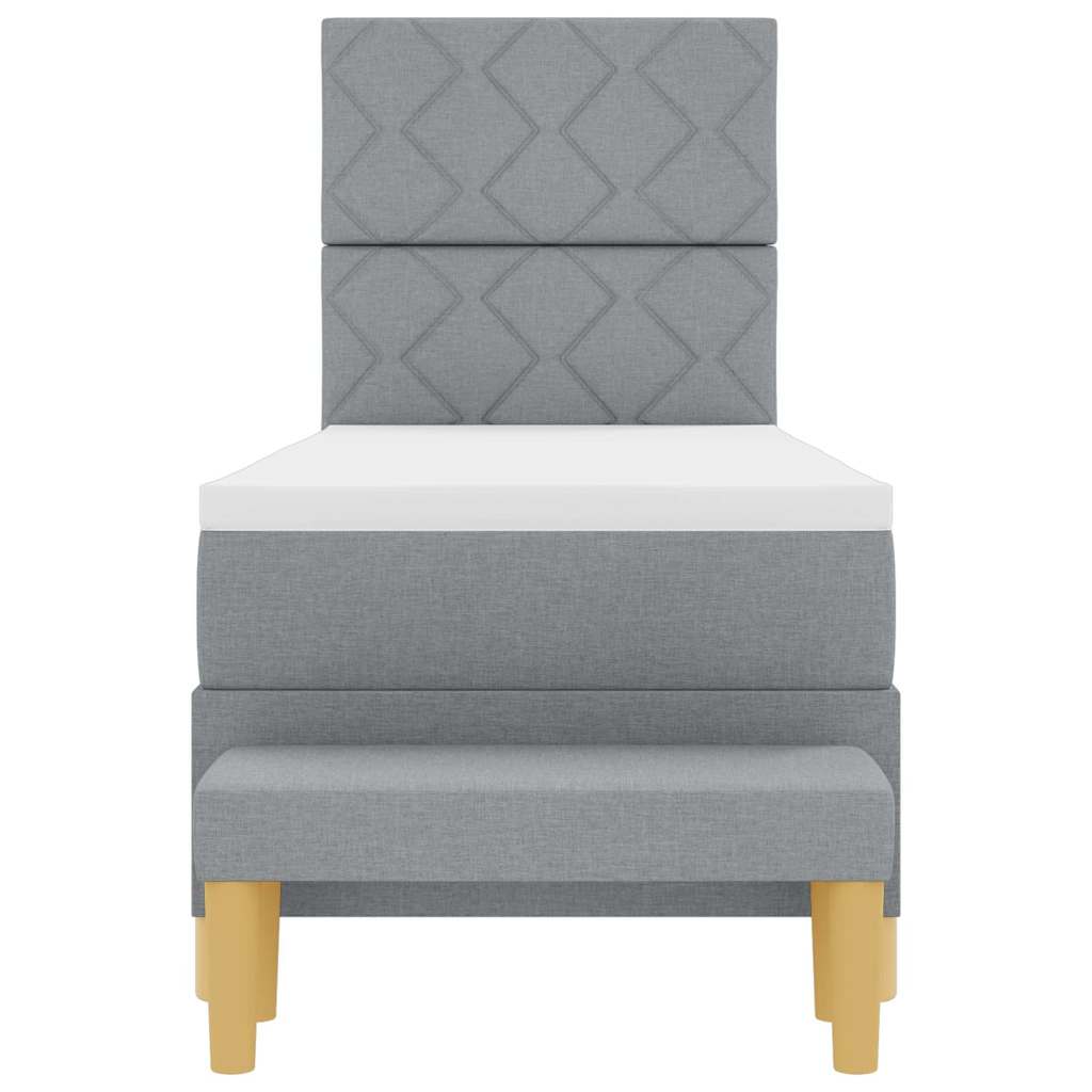Boxspringbett mit Kopfteil Hellgrau 200 x 80 cm Stoff