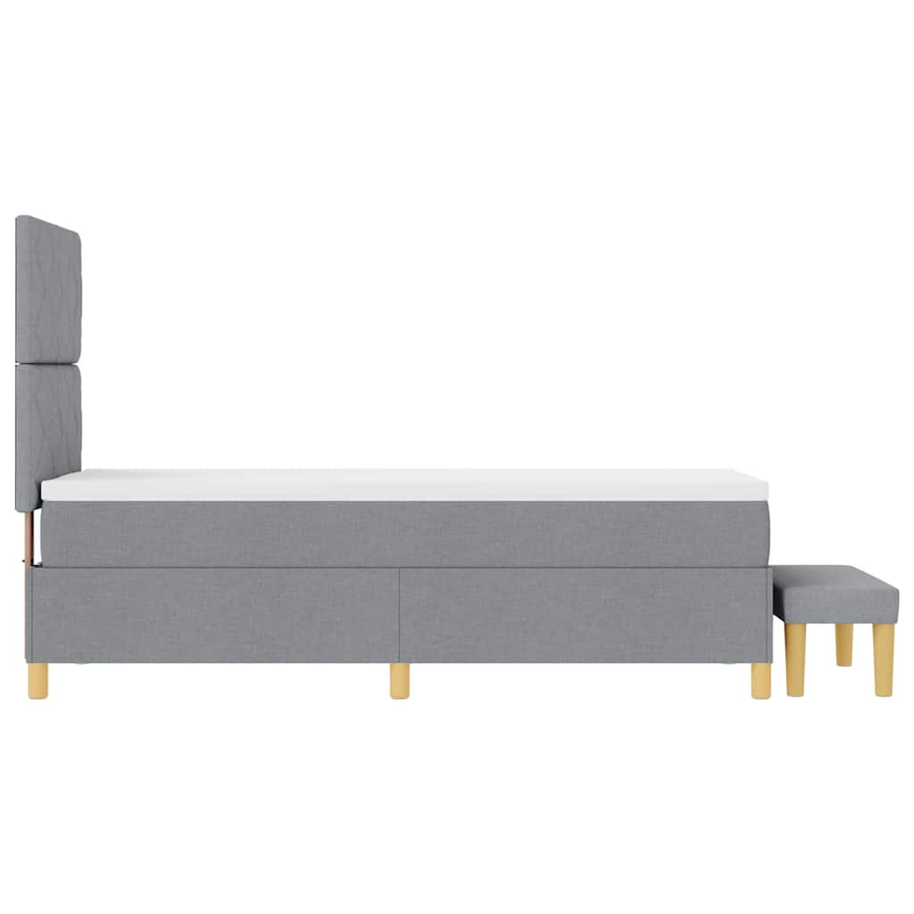 Boxspringbett mit Kopfteil Hellgrau 200 x 80 cm Stoff