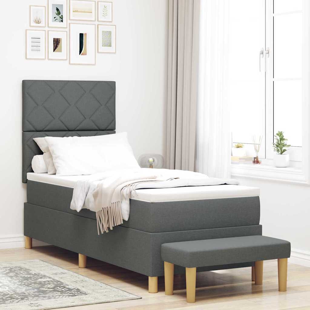 Boxspringbett mit Kopfteil Dunkelgrau 200 x 80 cm Stoff