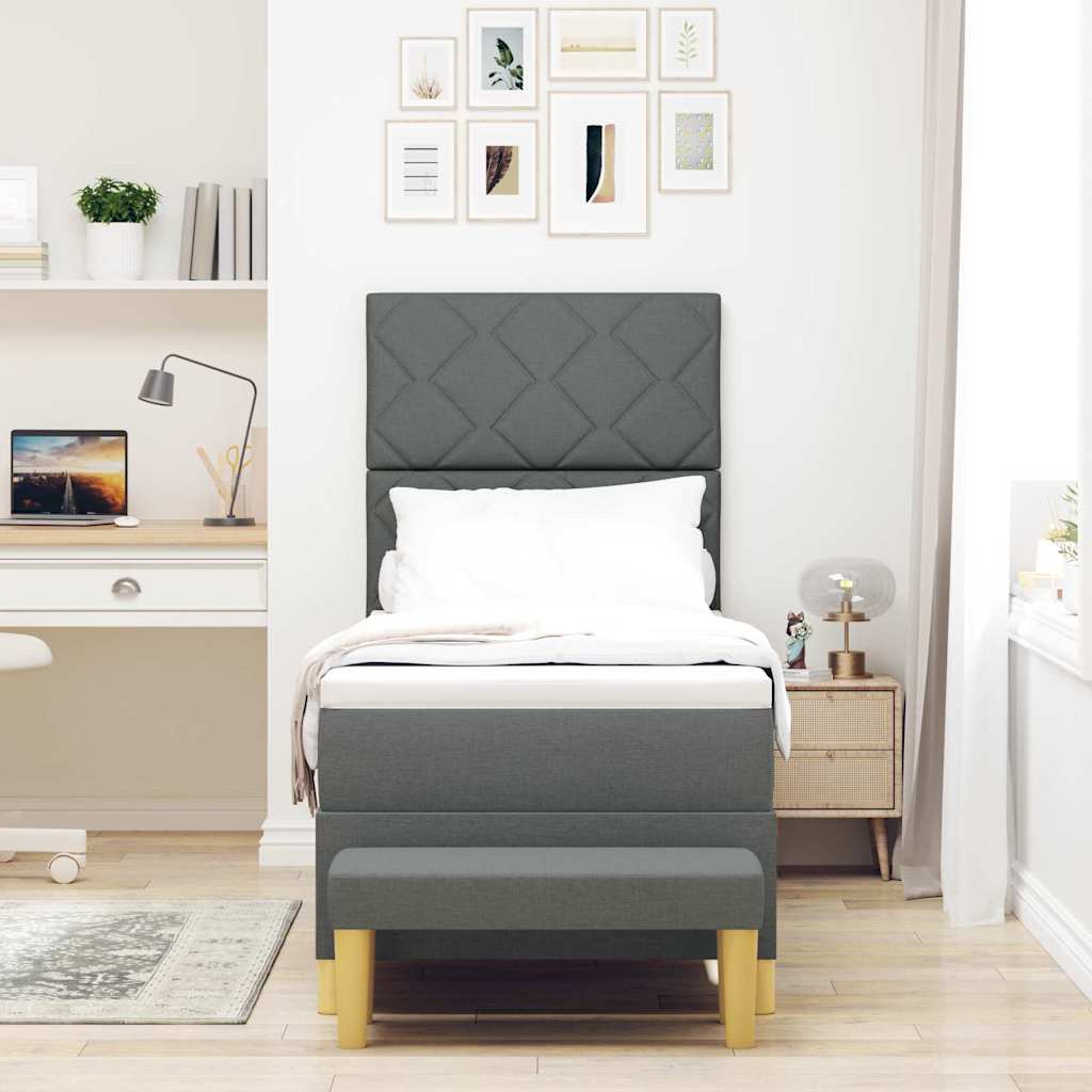 Boxspringbett mit Kopfteil Dunkelgrau 200 x 80 cm Stoff