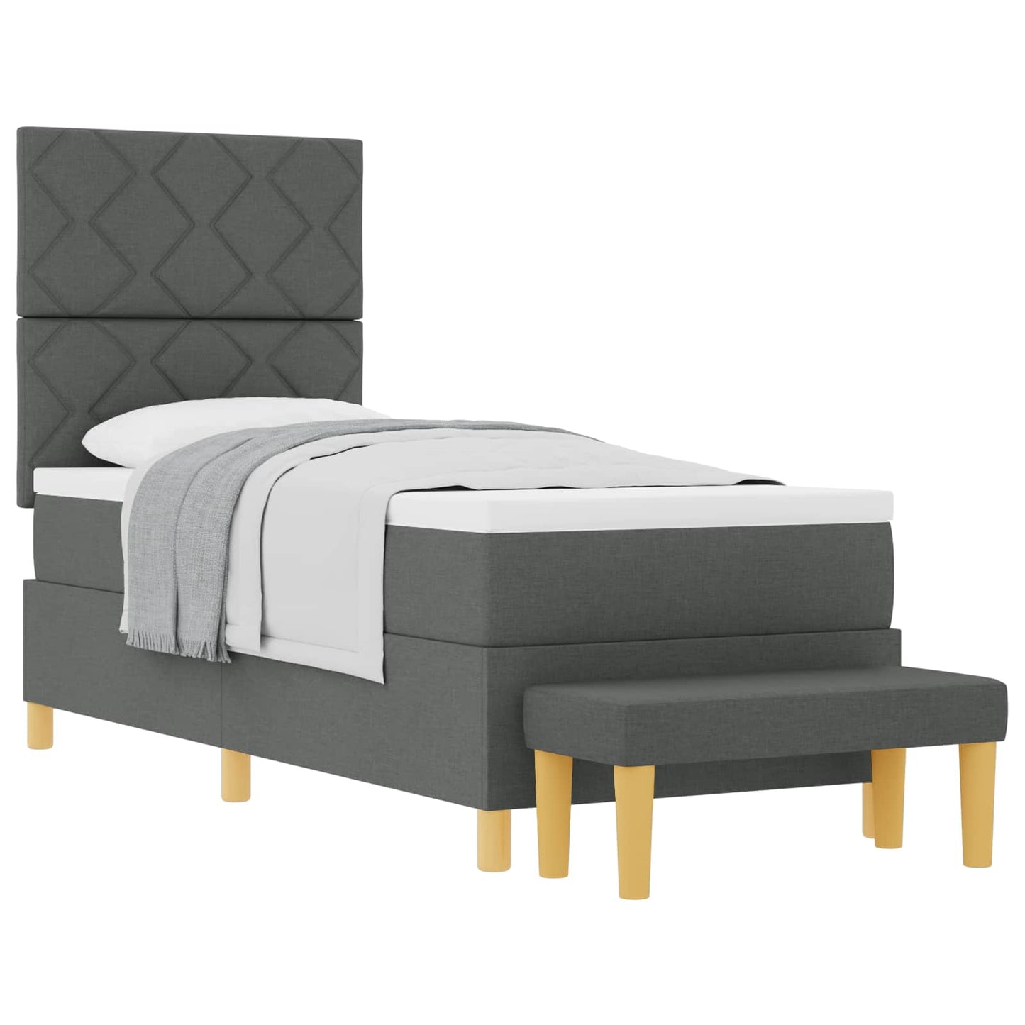 Boxspringbett mit Kopfteil Dunkelgrau 200 x 80 cm Stoff