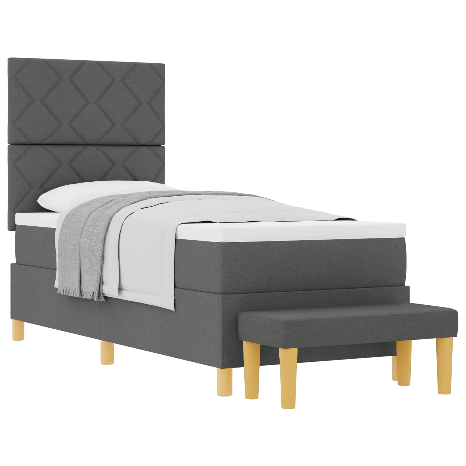 Boxspringbett mit Kopfteil Dunkelgrau 200 x 80 cm Stoff