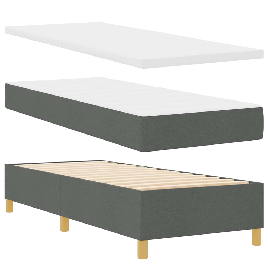 Boxspringbett mit Kopfteil Dunkelgrau 200 x 80 cm Stoff