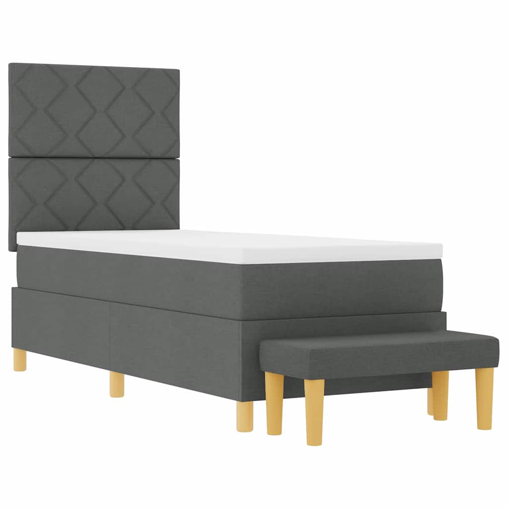 Boxspringbett mit Kopfteil Dunkelgrau 200 x 80 cm Stoff