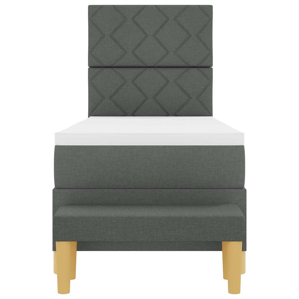 Boxspringbett mit Kopfteil Dunkelgrau 200 x 80 cm Stoff