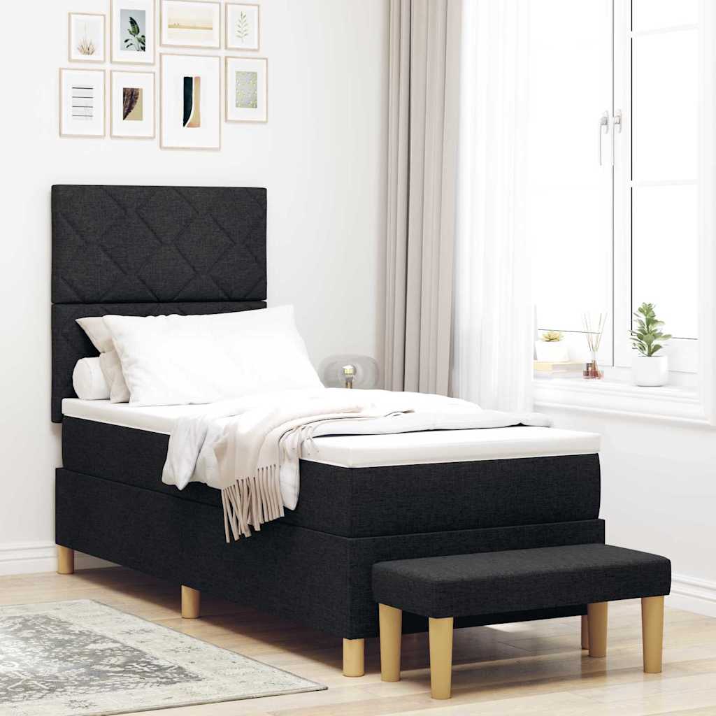 Boxspringbett mit Kissen mit Kopfteil Schwarz 200 x 80 cm Stoff