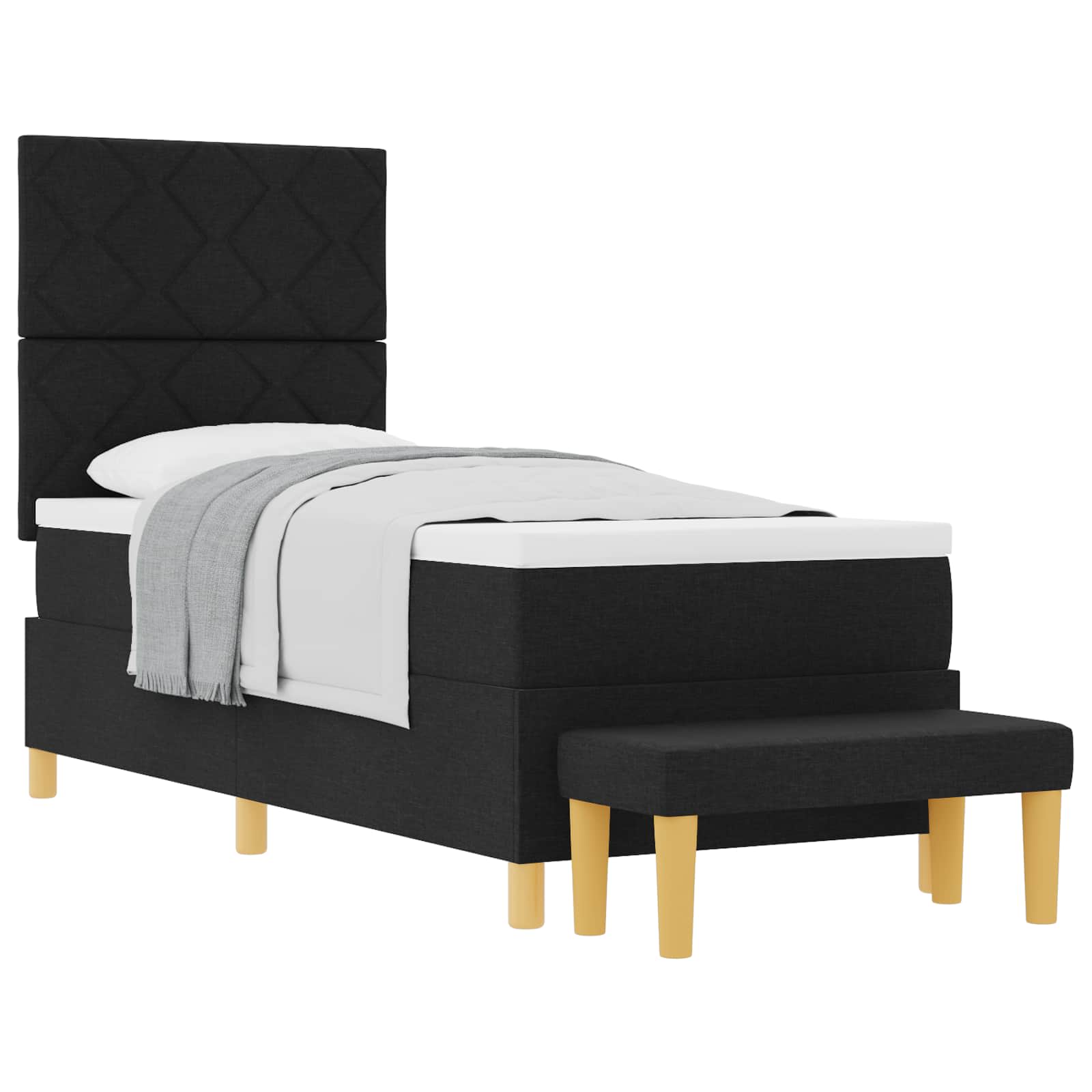 Boxspringbett mit Kissen mit Kopfteil Schwarz 200 x 80 cm Stoff