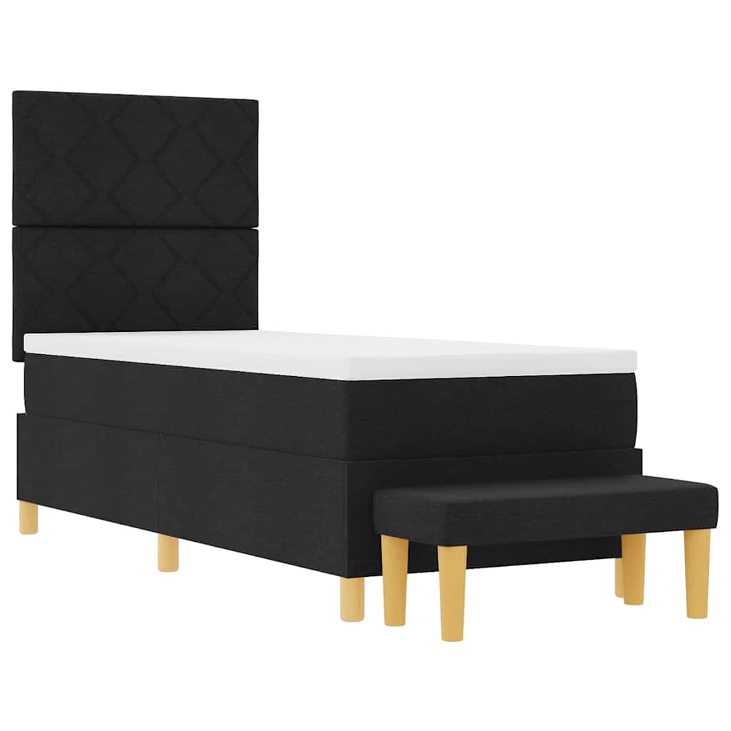 Boxspringbett mit Kissen mit Kopfteil Schwarz 200 x 80 cm Stoff