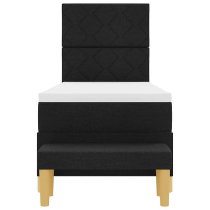 Boxspringbett mit Kissen mit Kopfteil Schwarz 200 x 80 cm Stoff