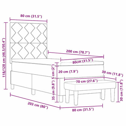 Boxspringbett mit Kissen mit Kopfteil Schwarz 200 x 80 cm Stoff
