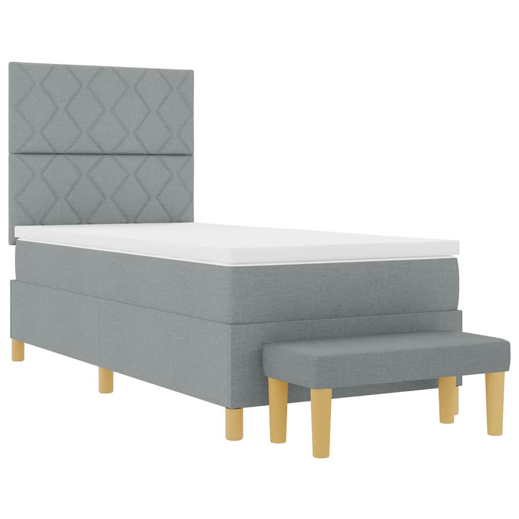 Boxspringbett mit Kissen Hellgrau 190 x 90 cm Stoff