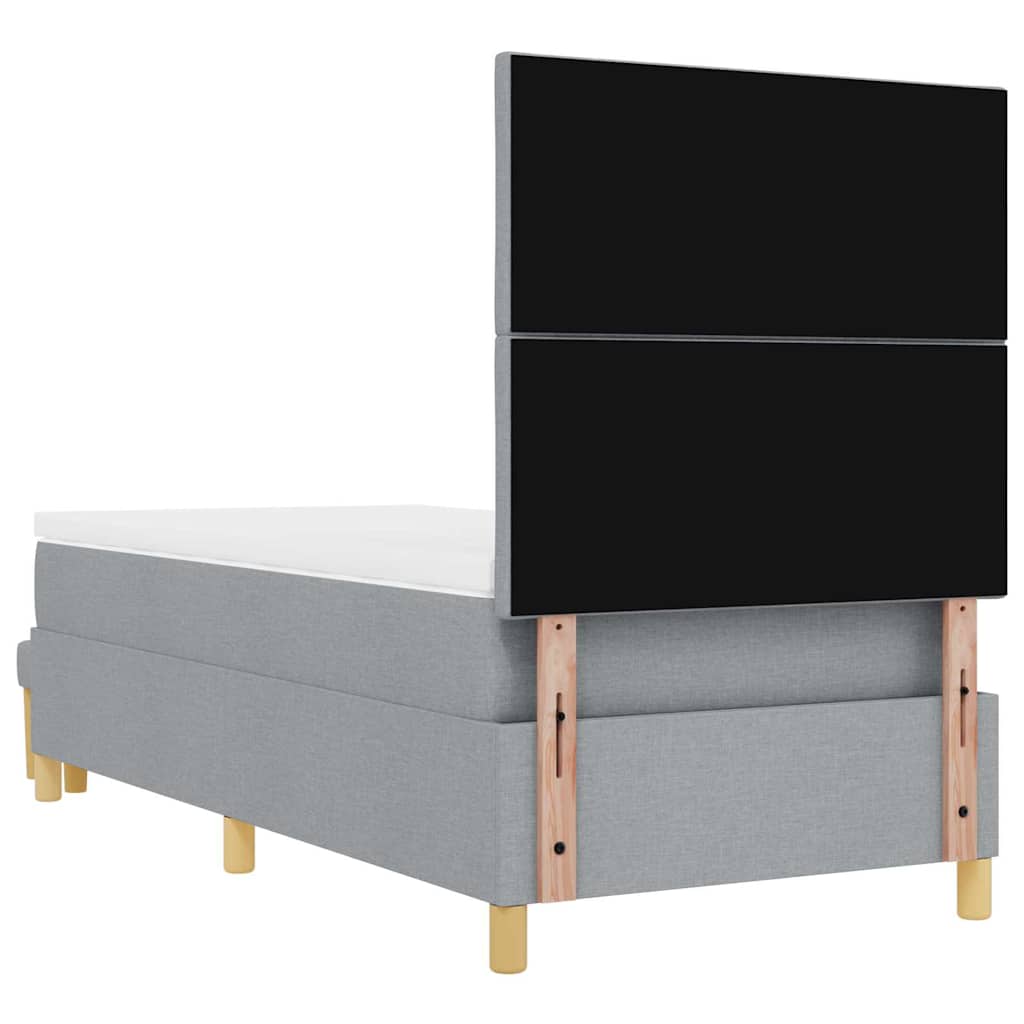 Boxspringbett mit Kissen Hellgrau 190 x 90 cm Stoff
