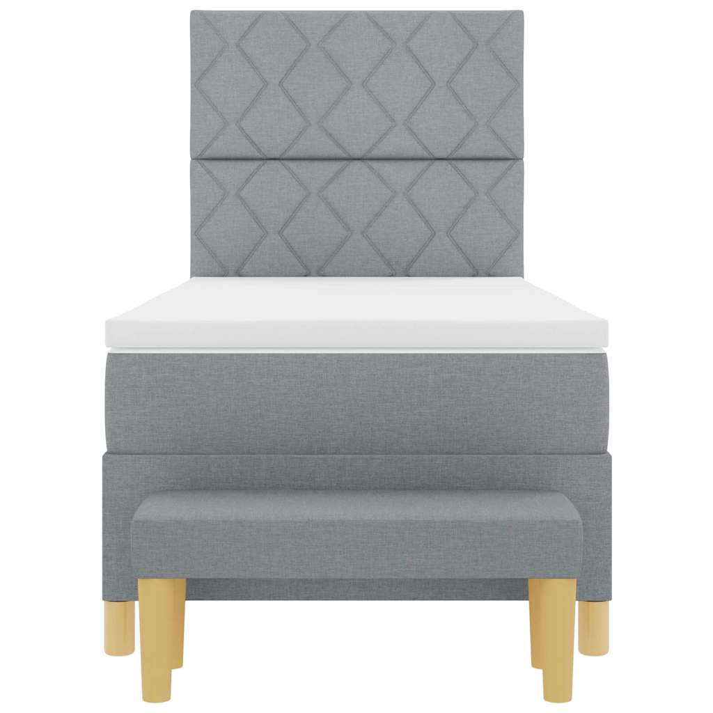 Boxspringbett mit Kissen Hellgrau 190 x 90 cm Stoff