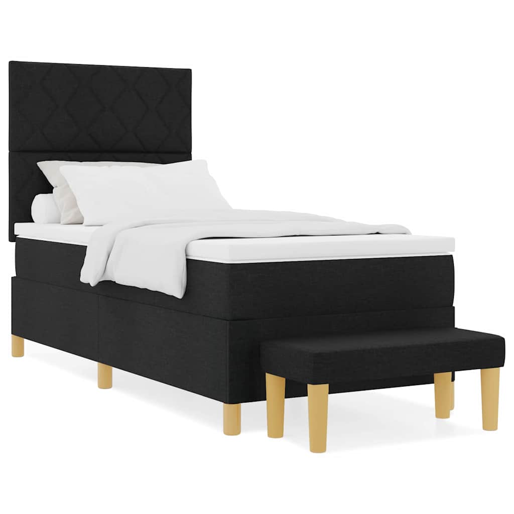 Boxspringbett mit Matratze Schwarz 90 x 190 cm Stoff