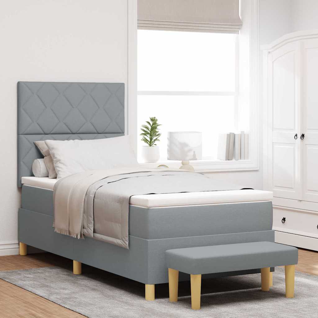 Boxspringbett mit Kopfteil Hellgrau 200 x 80 cm Stoff