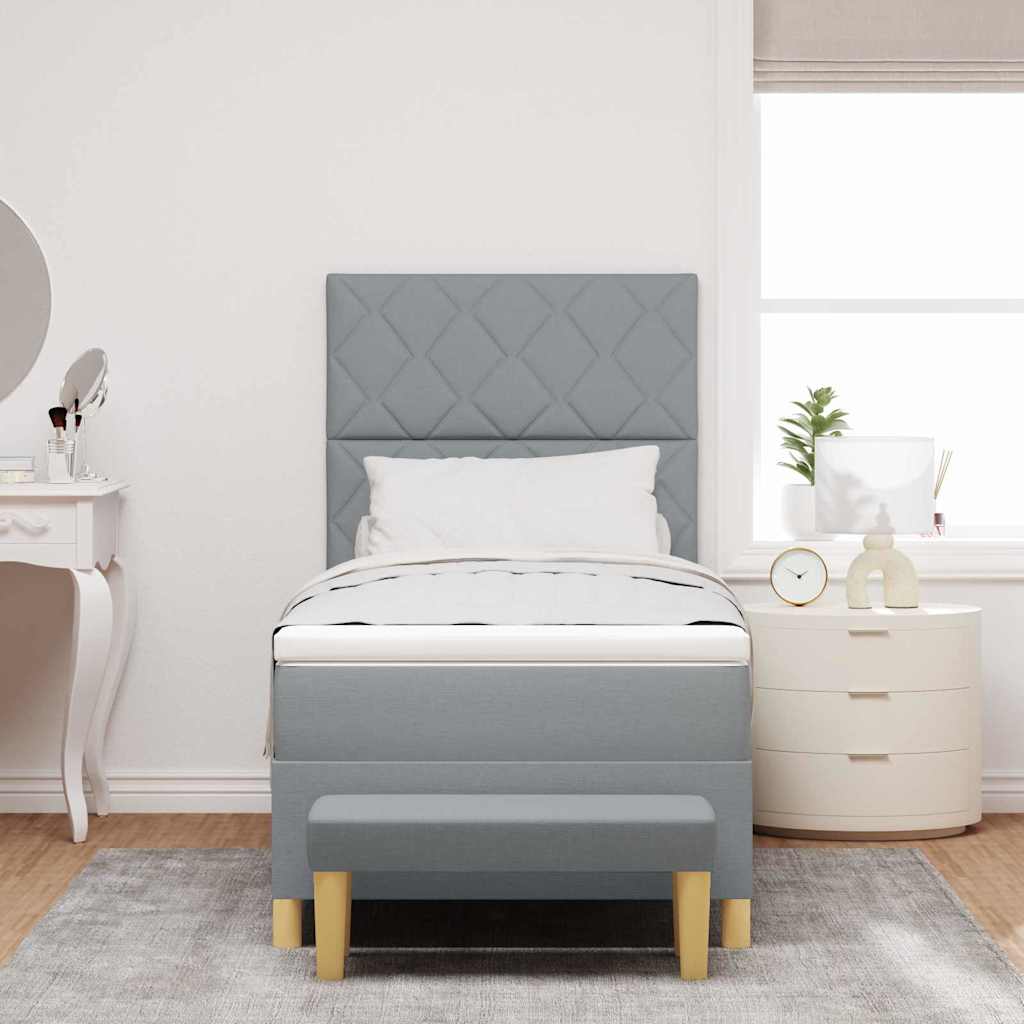 Boxspringbett mit Kopfteil Hellgrau 200 x 80 cm Stoff