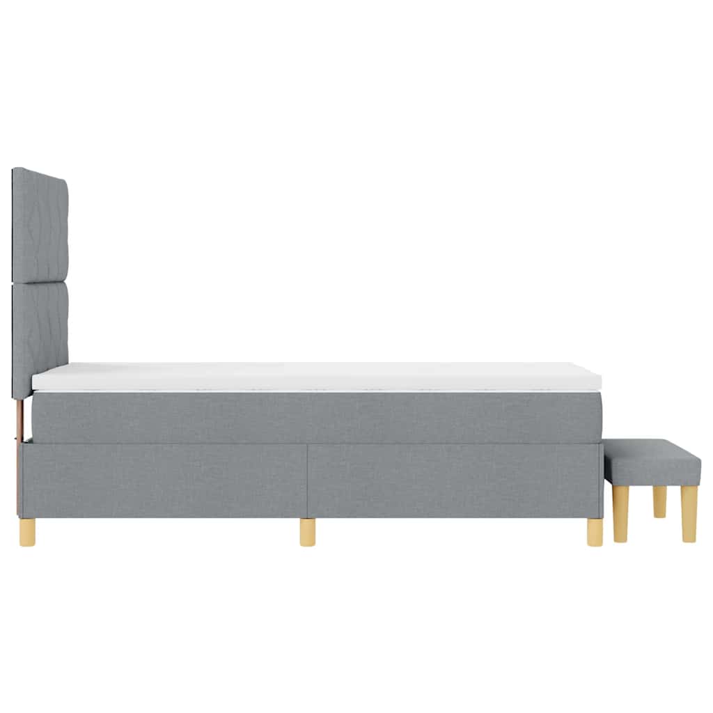 Boxspringbett mit Kopfteil Hellgrau 200 x 80 cm Stoff