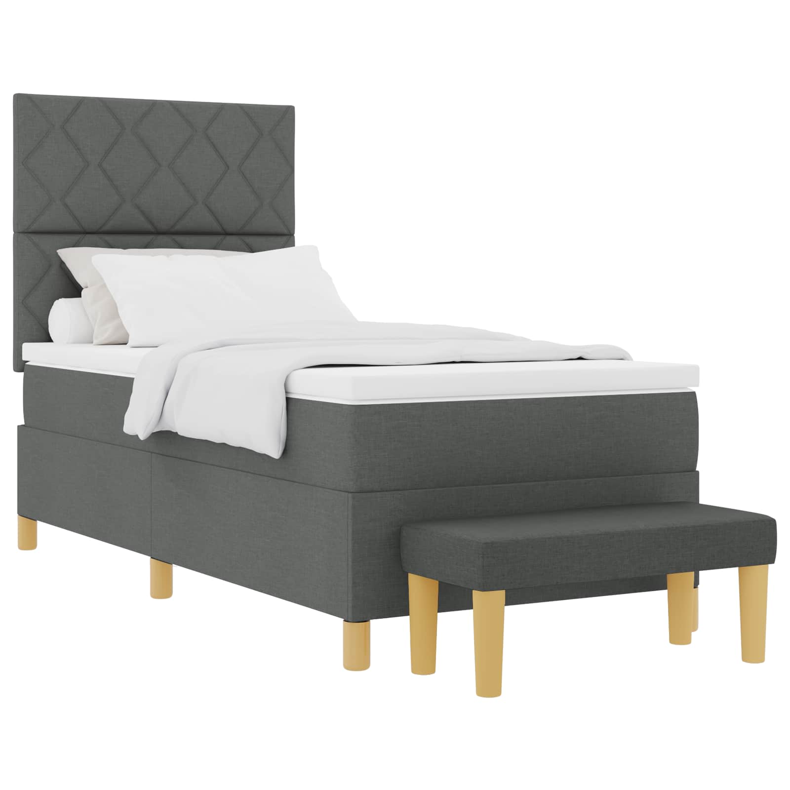 Boxspringbett mit Kopfteil Dunkelgrau 200 x 90 cm Stoff