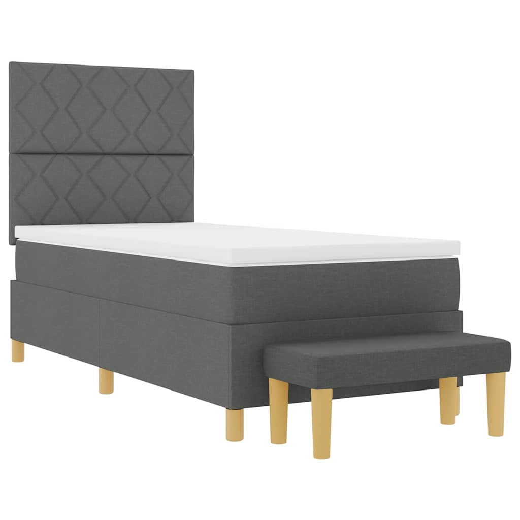 Boxspringbett mit Kopfteil Dunkelgrau 200 x 90 cm Stoff