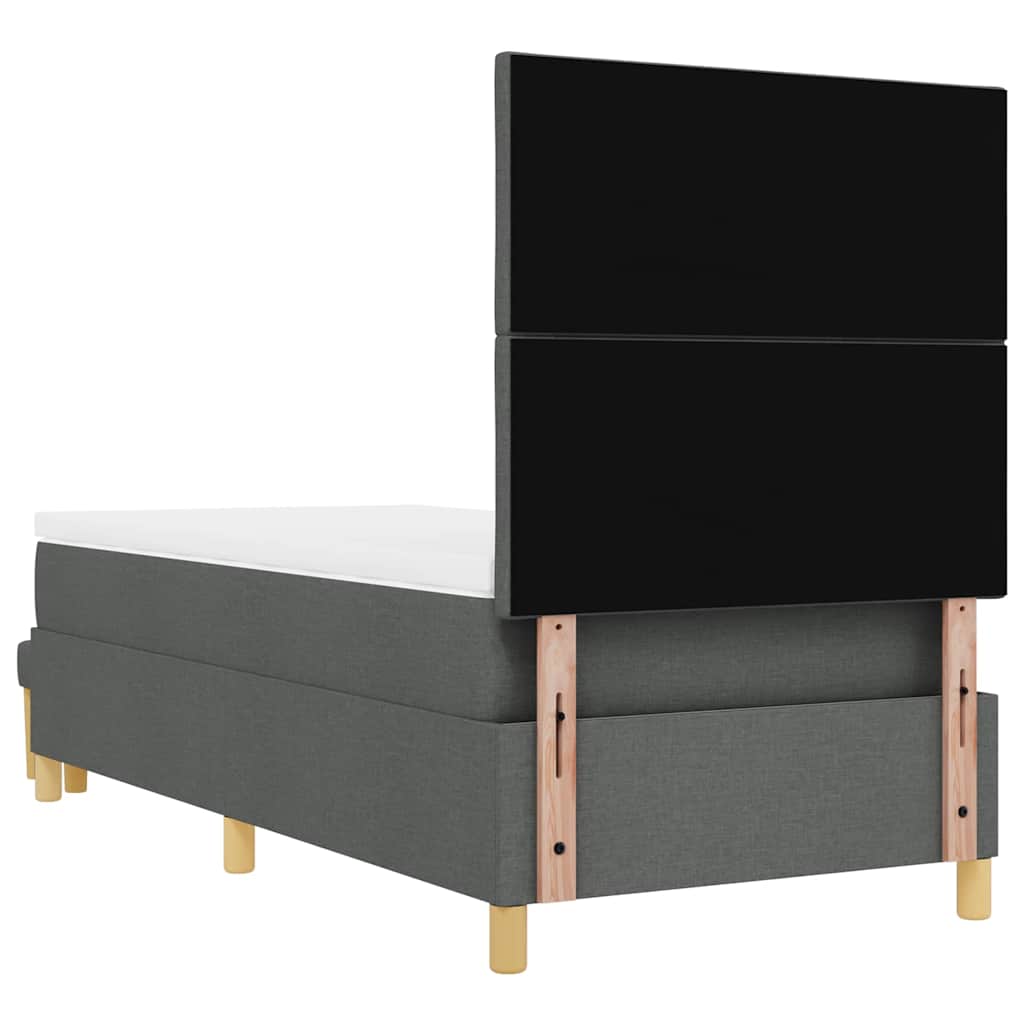 Boxspringbett mit Kopfteil Dunkelgrau 200 x 90 cm Stoff