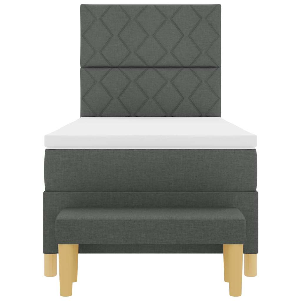 Boxspringbett mit Kopfteil Dunkelgrau 200 x 90 cm Stoff