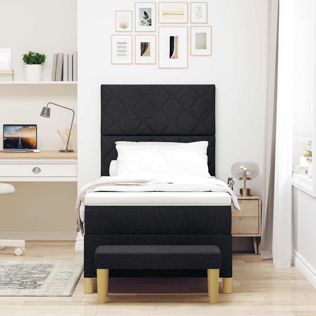 Boxspringbett mit Kissen Schwarz 200 x 100 cm Stoff