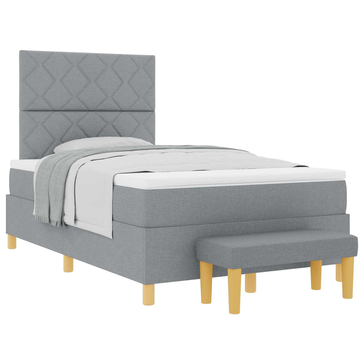 Boxspringbett mit Kissen Hellgrau 190 x 120 cm Stoff