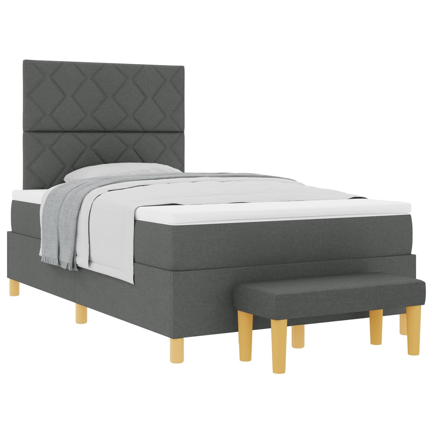 Boxspringbett mit Kopfteil Dunkelgrau 190 x 120 cm Stoff