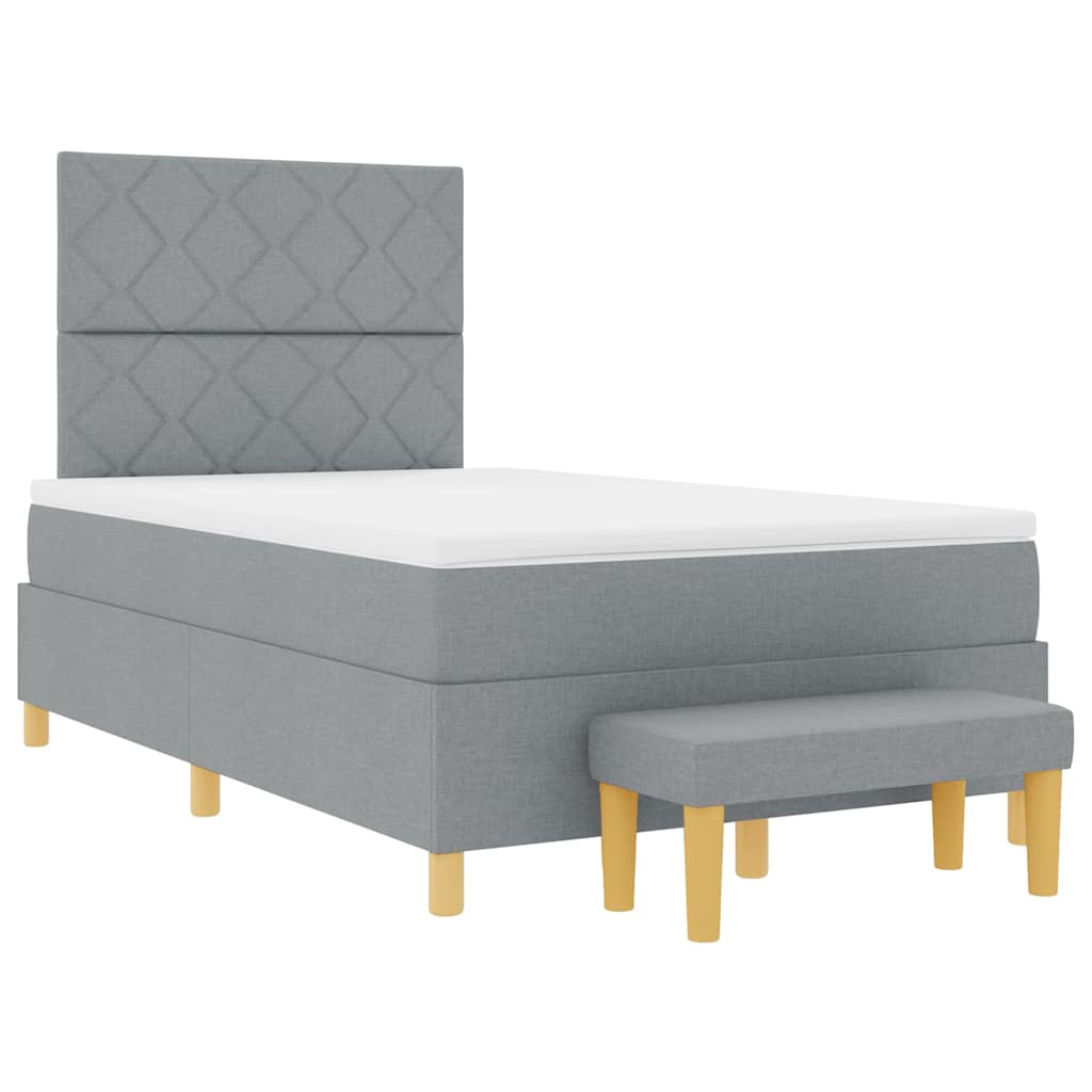 Boxspringbett mit Kissen Hellgrau 200 x 120 cm Stoff