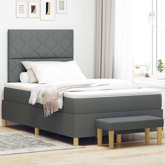 Boxspringbett mit Matratze Dunkelgrau 120 x 200 cm Stoff