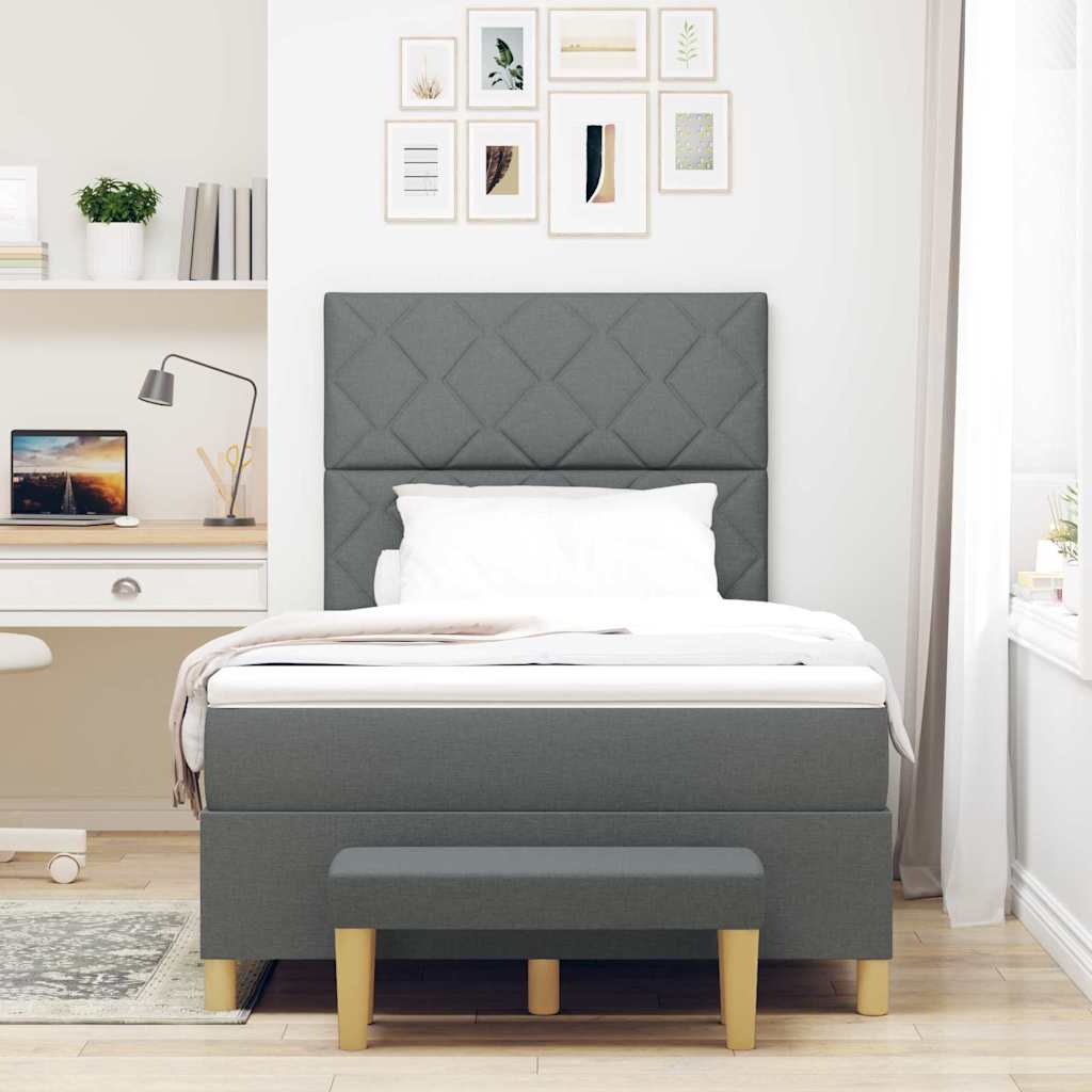 Boxspringbett mit Matratze Dunkelgrau 120 x 200 cm Stoff