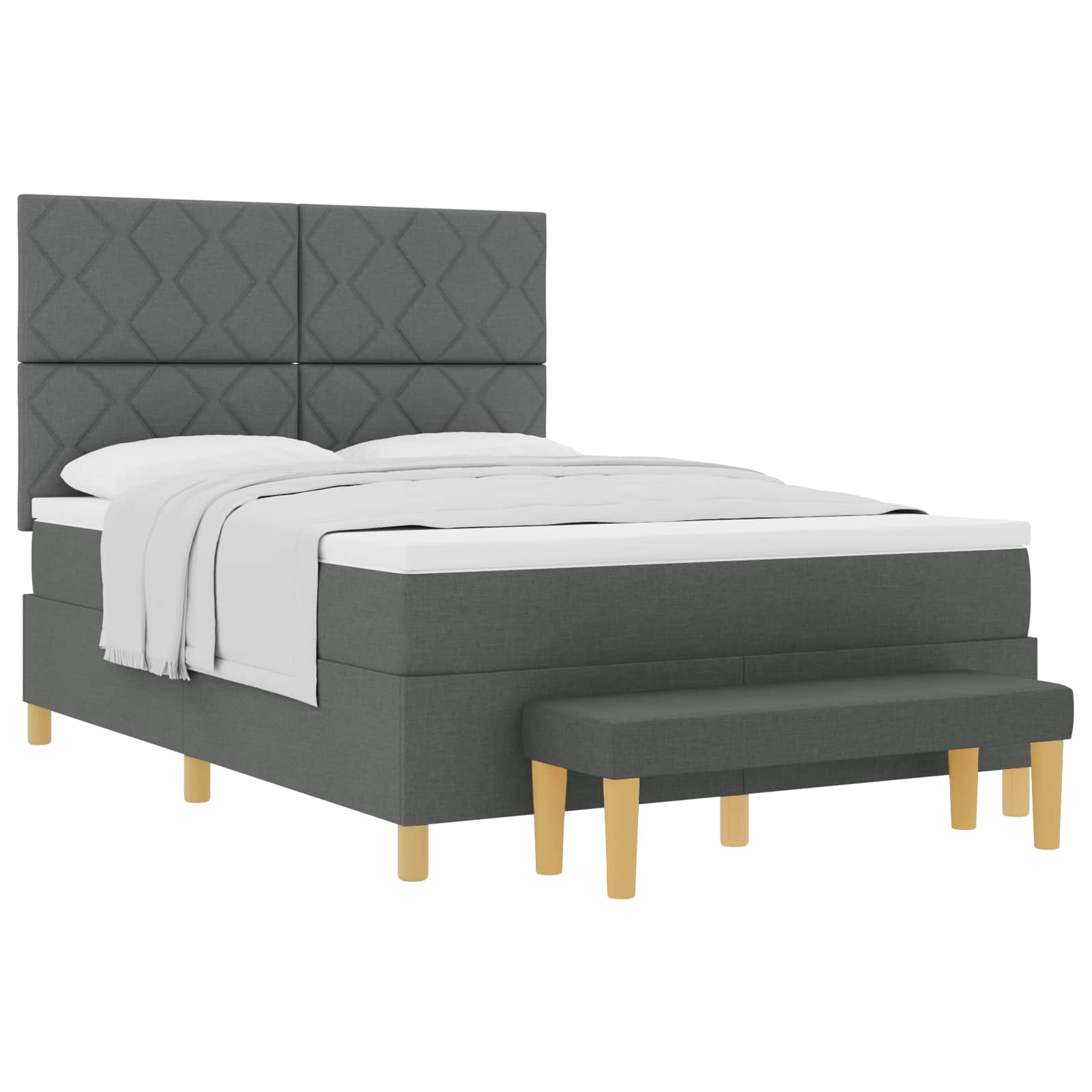 Boxspringbett mit Kopfteil Dunkelgrau 190 x 140 cm Stoff