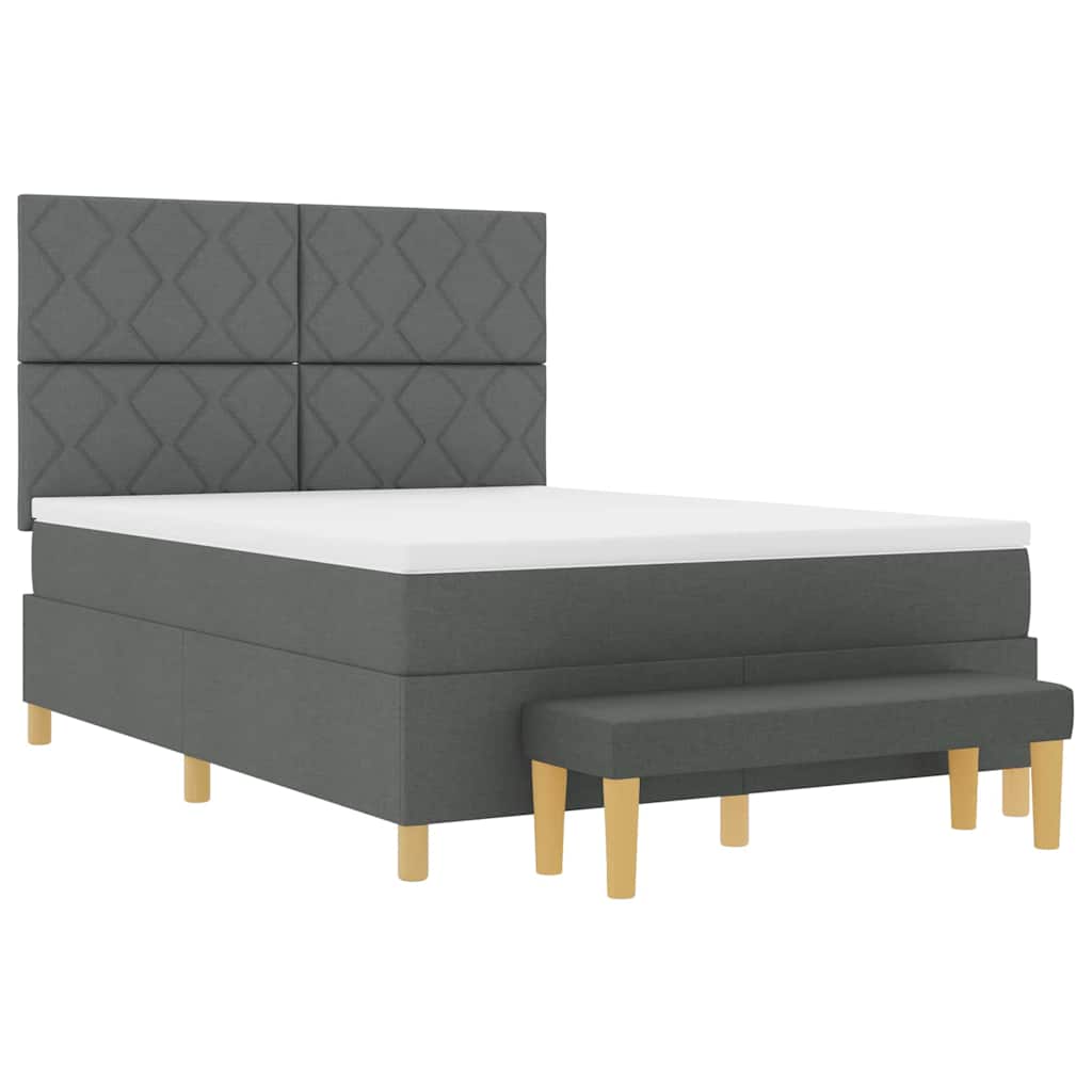 Boxspringbett mit Kopfteil Dunkelgrau 190 x 140 cm Stoff