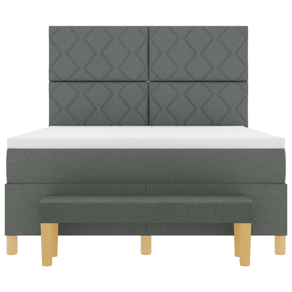 Boxspringbett mit Kopfteil Dunkelgrau 190 x 140 cm Stoff