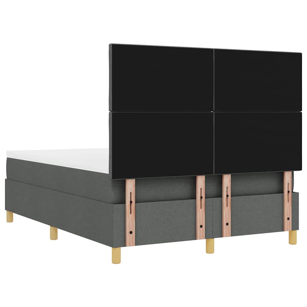 Boxspringbett mit Kopfteil Dunkelgrau 200 x 140 cm Stoff