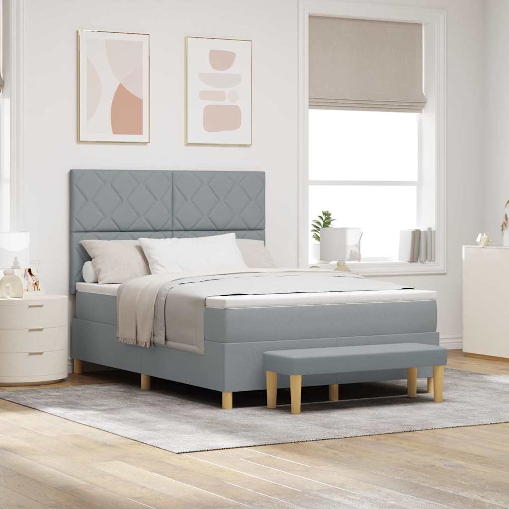 Boxspringbett mit Kissen Hellgrau 200 x 160 cm Stoff