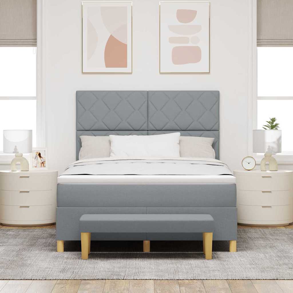 Boxspringbett mit Kissen Hellgrau 200 x 160 cm Stoff
