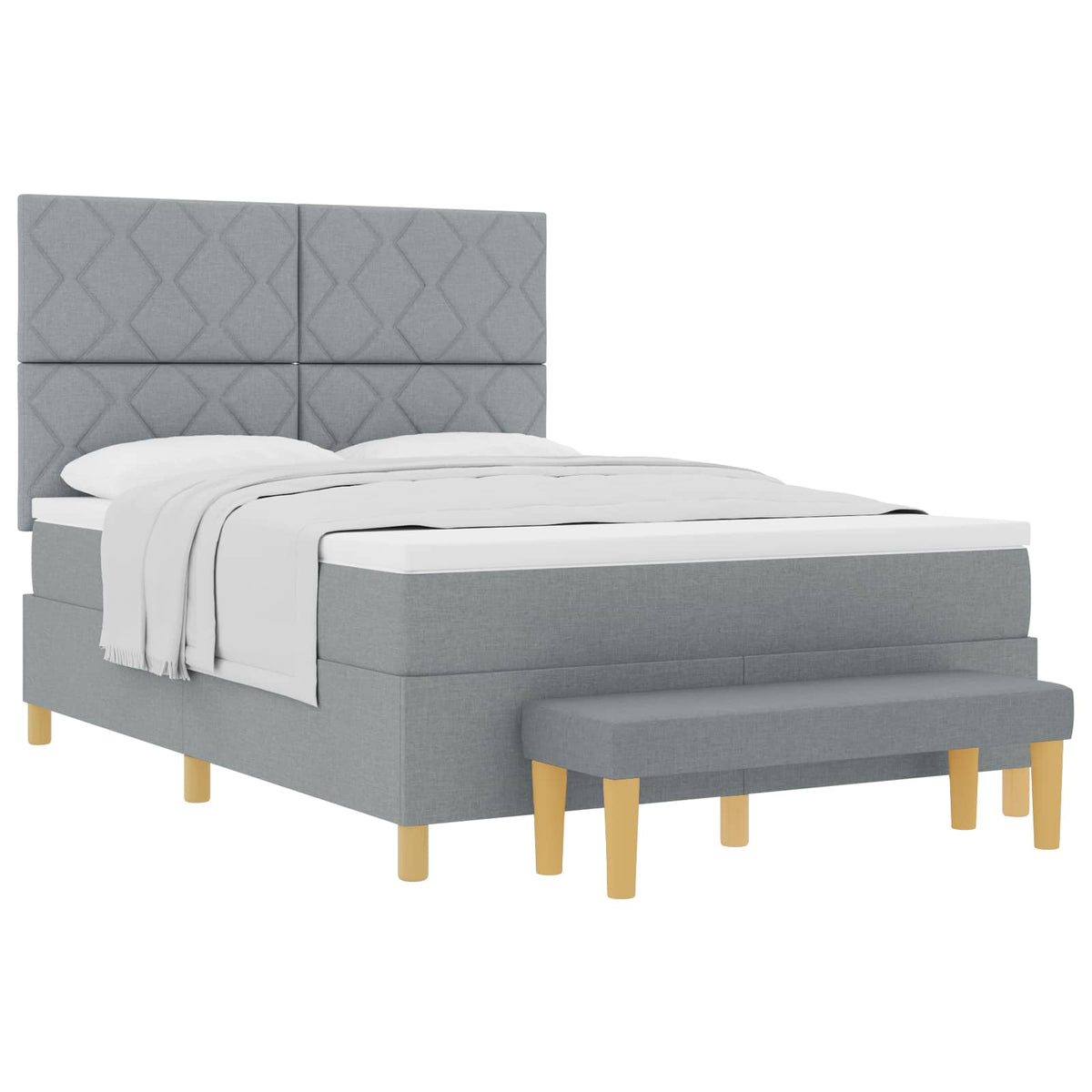 Boxspringbett mit Kissen Hellgrau 200 x 160 cm Stoff