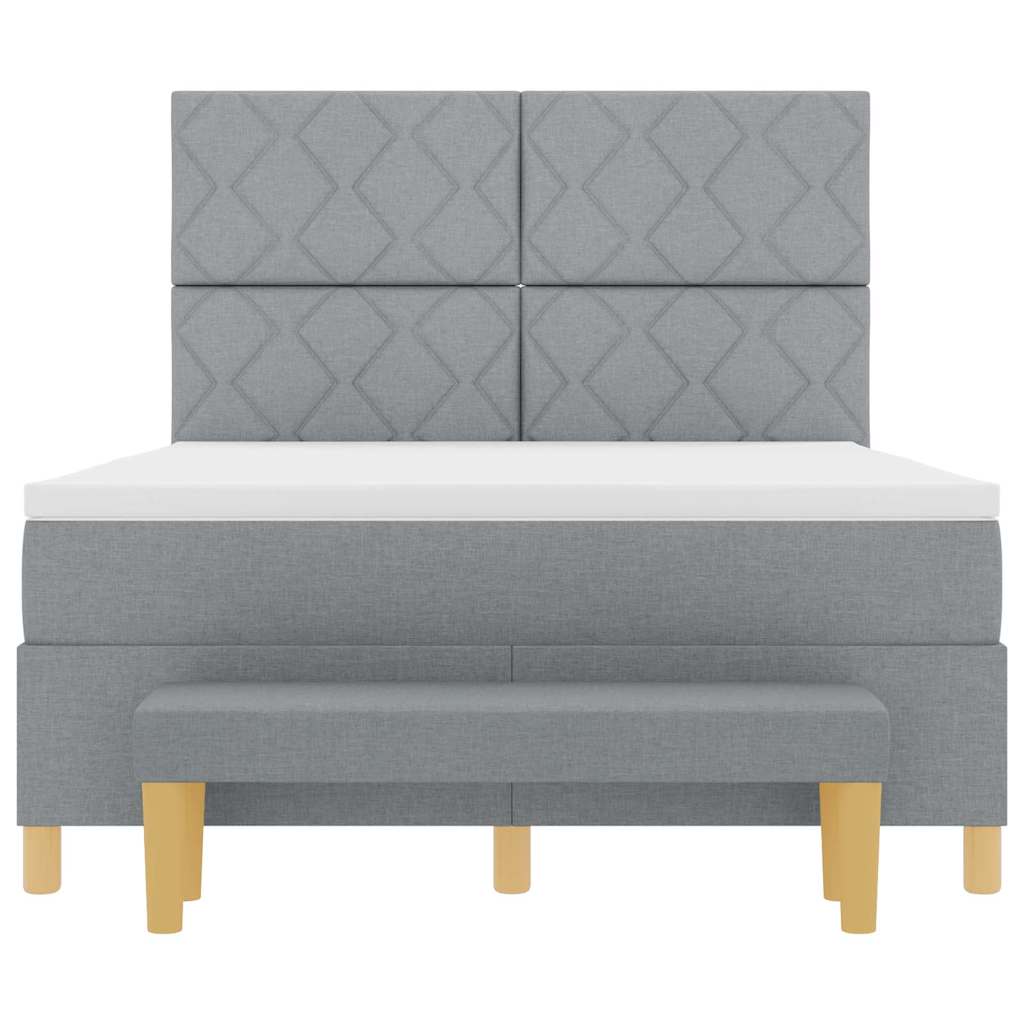 Boxspringbett mit Kissen Hellgrau 200 x 160 cm Stoff