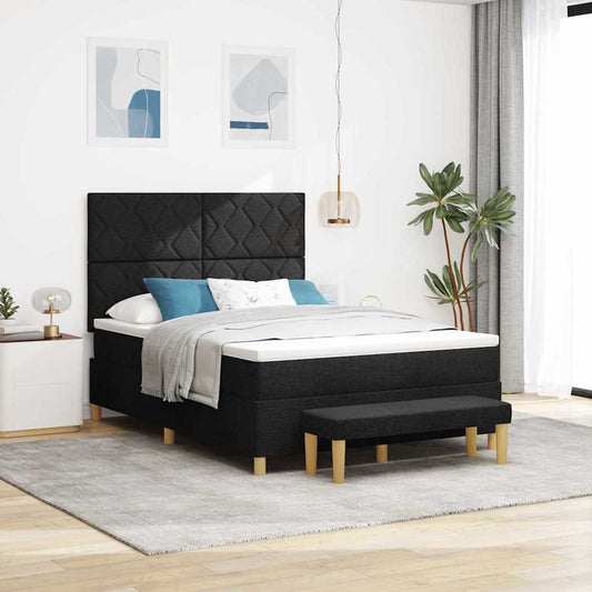 Boxspringbett mit Matratze Schwarz 160 x 200 cm Stoff
