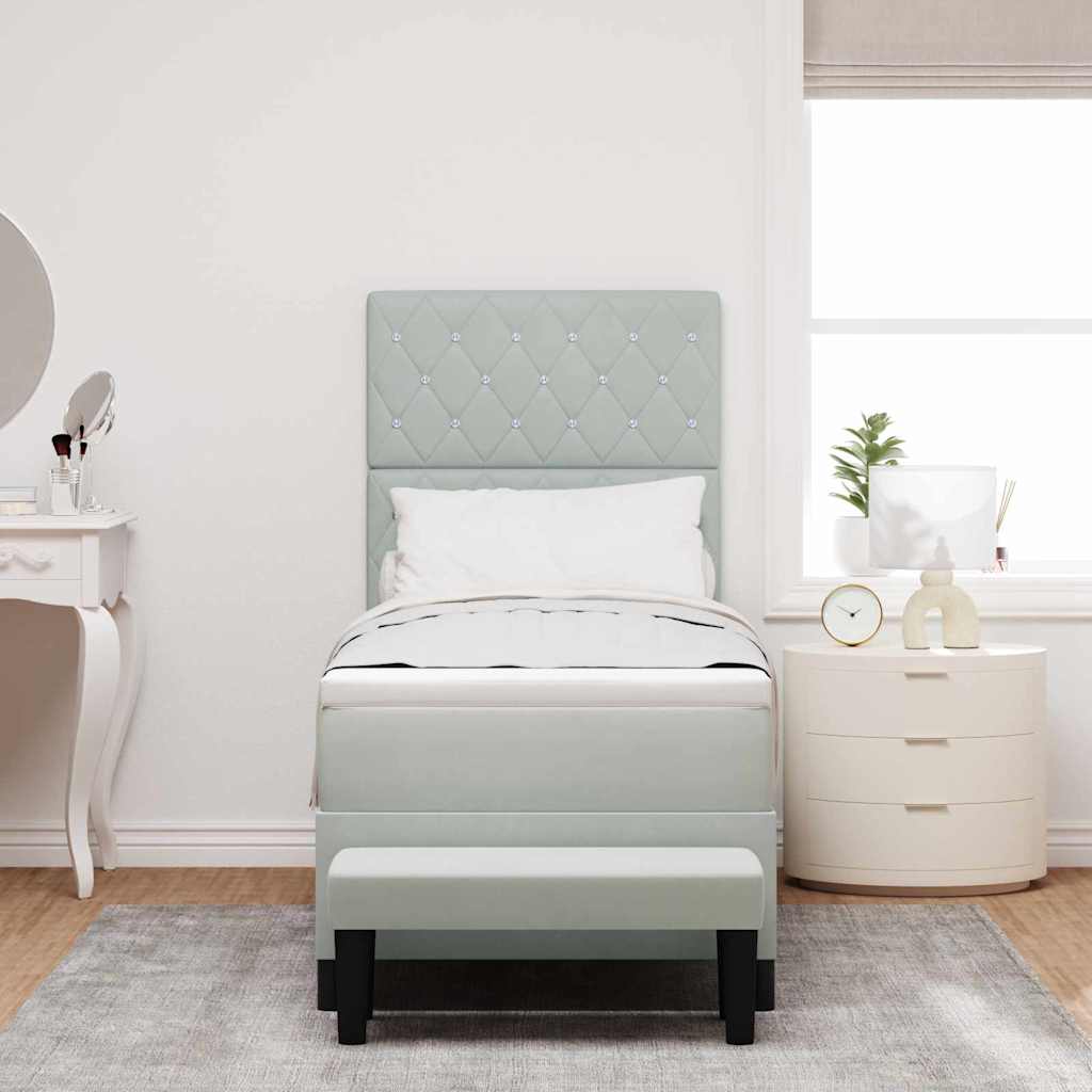 Boxspringbett mit Kissen mit Kopfteil Hellgrau 200 x 80 cm Samt