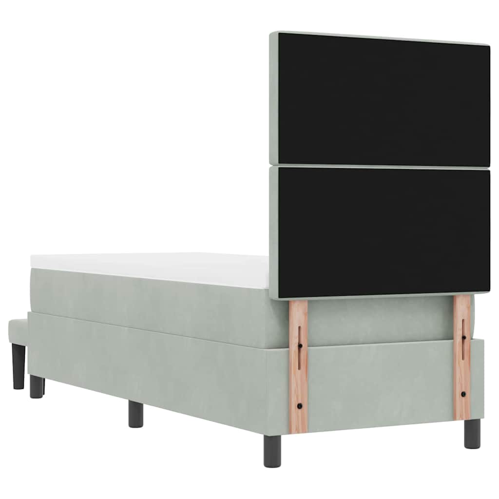 Boxspringbett mit Kissen mit Kopfteil Hellgrau 200 x 80 cm Samt